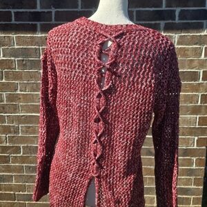 Lucky Brand Cozy Red Knit Sweater Size Large